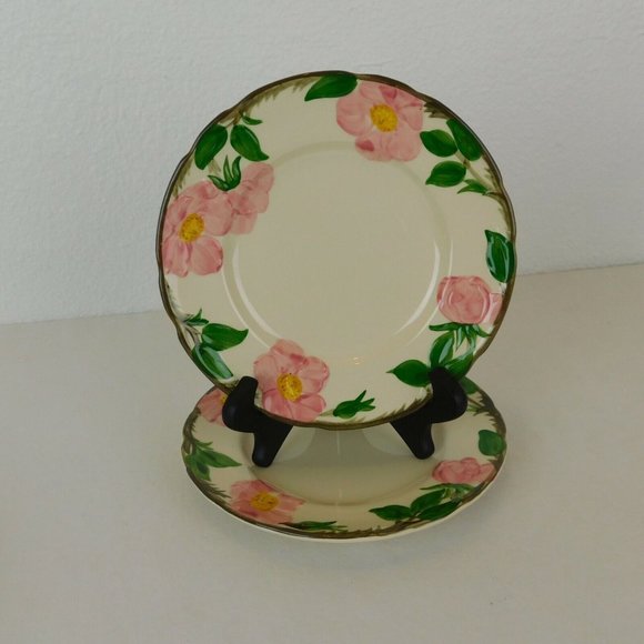 Set of 2 Franciscan Desert Rose Salad Plates 1970s Made in USA 8" dia Pink Green - Picture 7 of 10